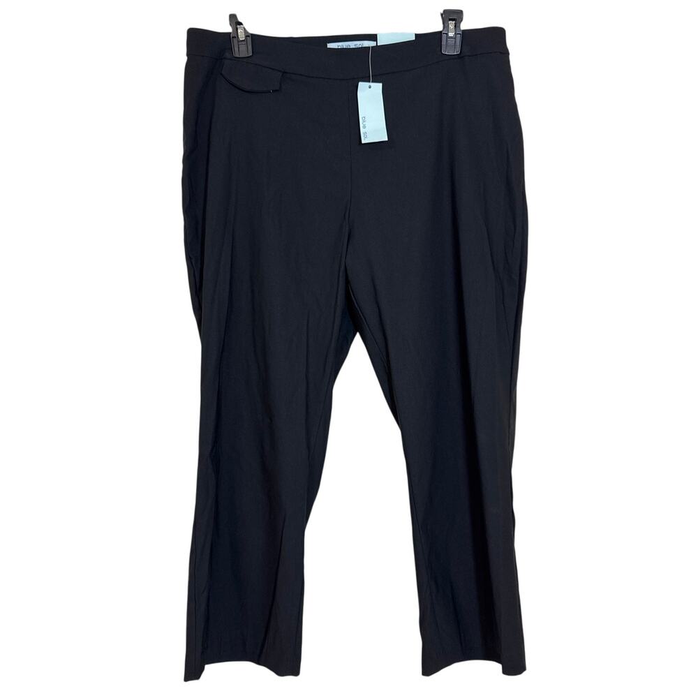 NWT Blue Sol Size 1X Lightweight Stretch Cropped Black Pants Inseam 25 1/2"
